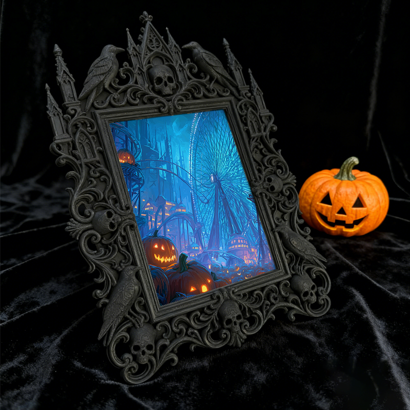 Rare-find Gothic Dark-style Photo Frame | Werewolf Cosplay Meetup Photo Booth Decor, Photo Ornament, Wall/Table Dual-use, Rustic Frame