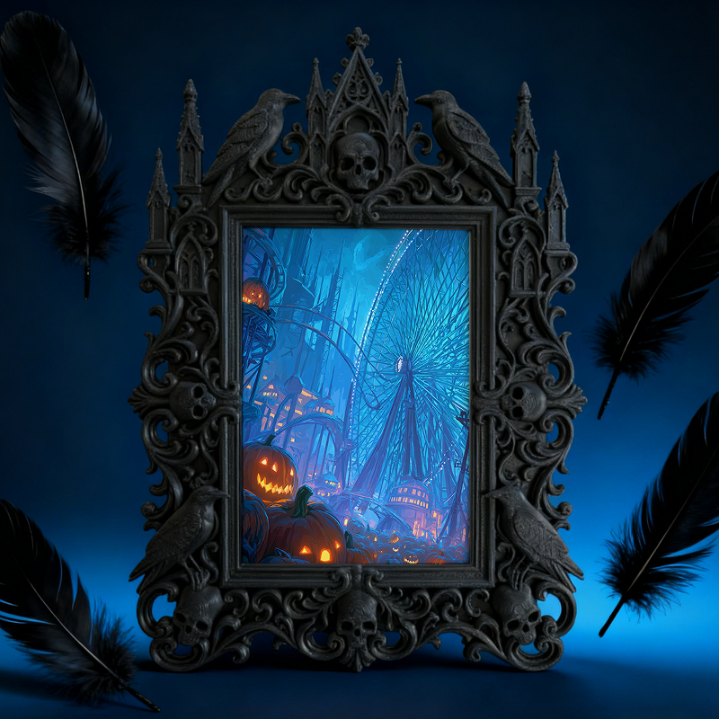 Rare-find Gothic Dark-style Photo Frame | Werewolf Cosplay Meetup Photo Booth Decor, Photo Ornament, Wall/Table Dual-use, Rustic Frame