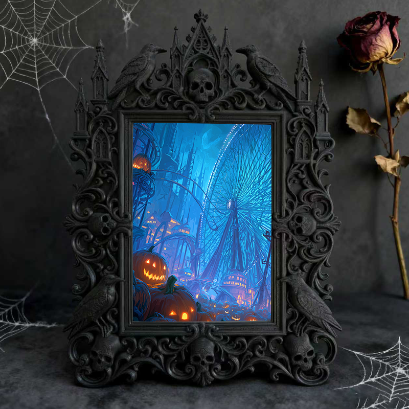 Rare-find Gothic Dark-style Photo Frame | Werewolf Cosplay Meetup Photo Booth Decor, Photo Ornament, Wall/Table Dual-use, Rustic Frame