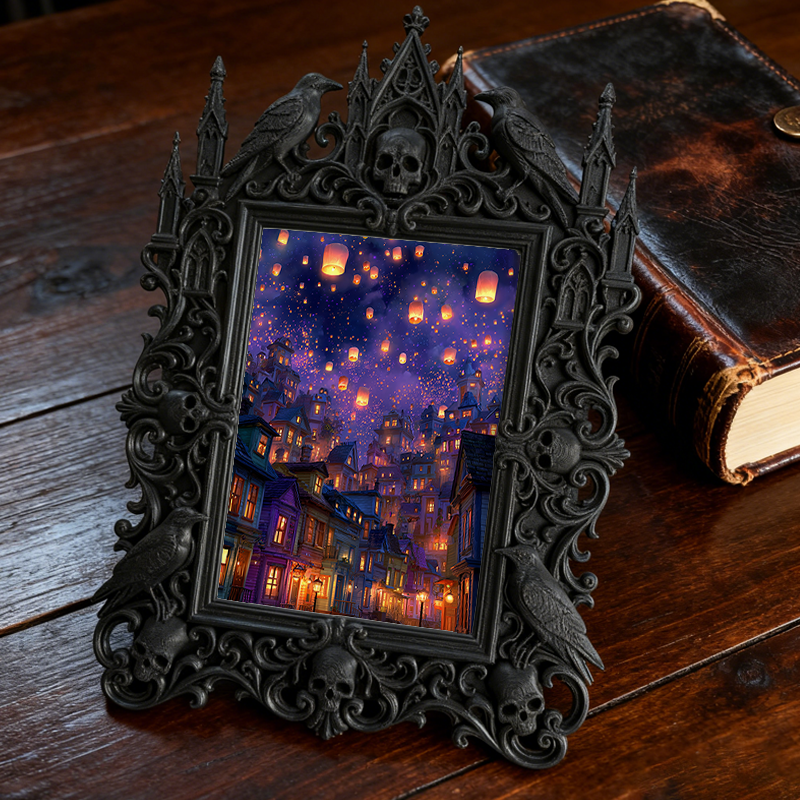 Shop-top-seller Gothic Dark-style Photo Frame | Vampire-themed Board Game Caf茅 Shelf Decor, Photo Ornament, Wall-mountable & Tabletop, Light