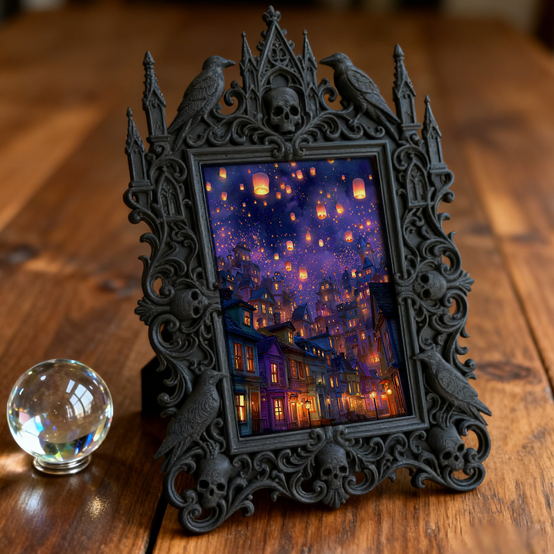 Shop-top-seller Gothic Dark-style Photo Frame | Vampire-themed Board Game Caf茅 Shelf Decor, Photo Ornament, Wall-mountable & Tabletop, Light
