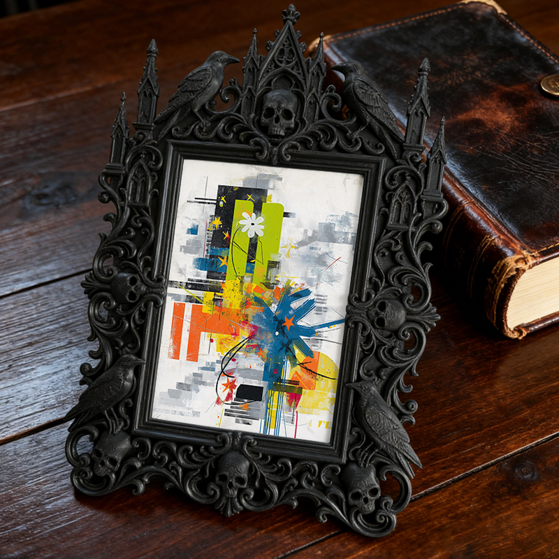 Bestselling-now Gothic Dark-style Photo Frame | Witchy Crystal Necklace Display Shop Decor, Photo Ornament, Dual-use Display, Retro Plastic 