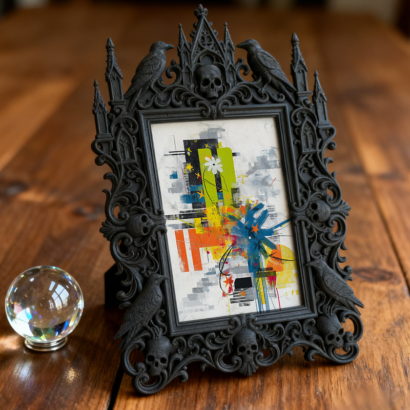 Bestselling-now Gothic Dark-style Photo Frame | Witchy Crystal Necklace Display Shop Decor, Photo Ornament, Dual-use Display, Retro Plastic 
