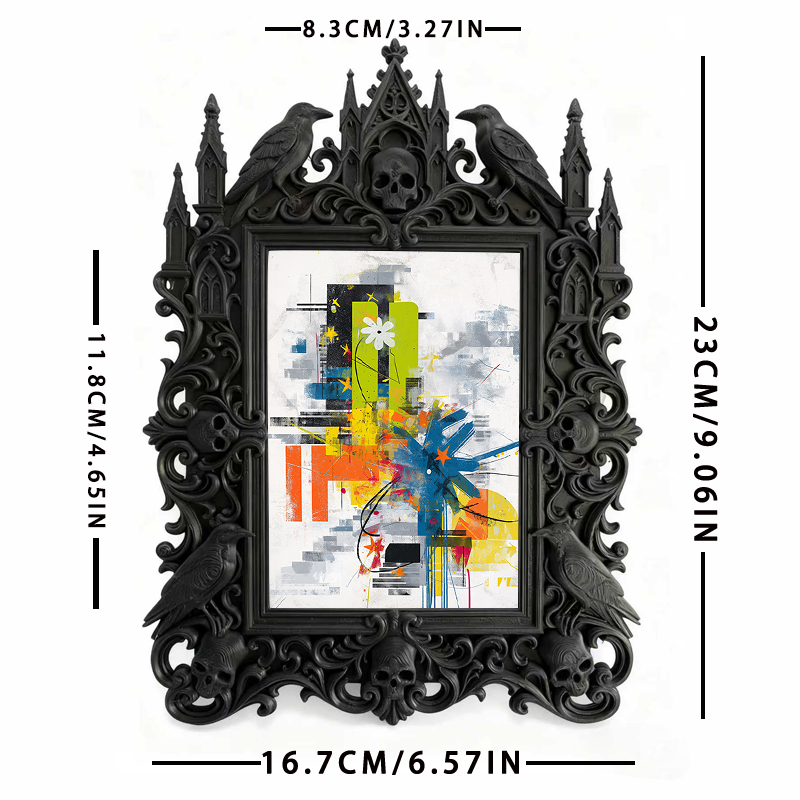Bestselling-now Gothic Dark-style Photo Frame | Witchy Crystal Necklace Display Shop Decor, Photo Ornament, Dual-use Display, Retro Plastic 