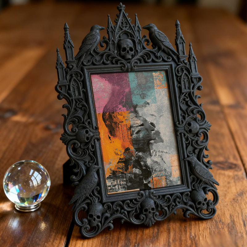 Highly-coveted Gothic Dark-style Photo Frame | Gothic Matte Lip Gloss Shop Counter Decor, Photo Ornament, Wall-mountable & Tabletop, Scratch