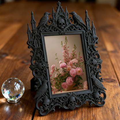 Must-grab Gothic Dark-style Photo Frame | Horror Themed Escape Room Prop Shop Decor, Photo Ornament, Wall-mountable & Tabletop, Slim Frame