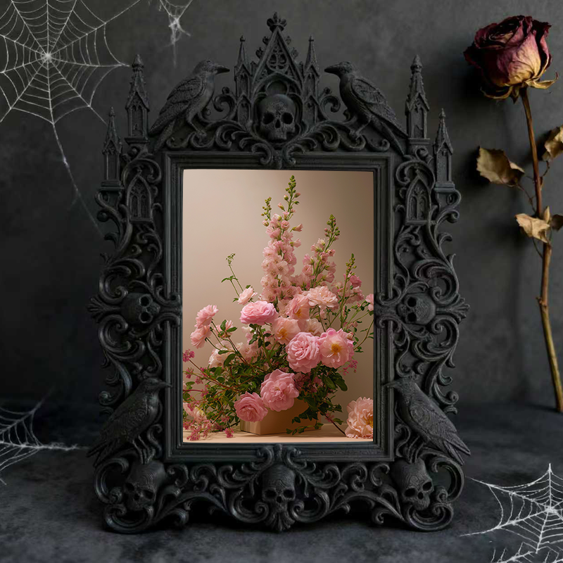 Must-grab Gothic Dark-style Photo Frame | Horror Themed Escape Room Prop Shop Decor, Photo Ornament, Wall-mountable & Tabletop, Slim Frame