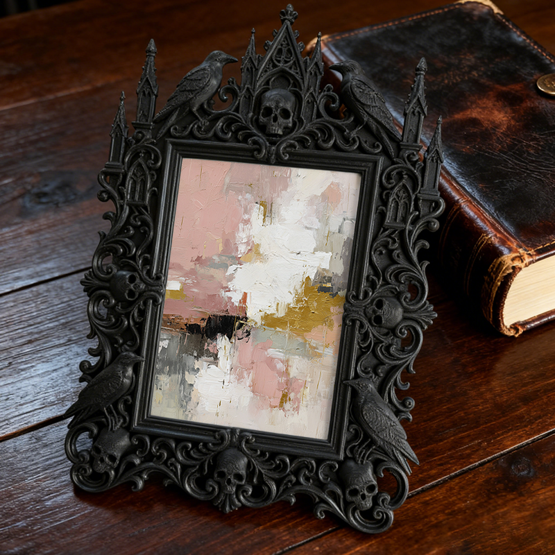 Exclusive-drop Gothic Dark-style Photo Frame | Occult Tarot Card Reading Tool Shop Decor, Photo Ornament, Wall-mountable & Tabletop, Collect