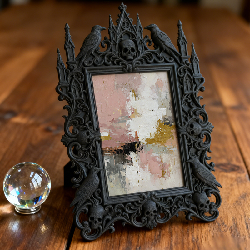 Exclusive-drop Gothic Dark-style Photo Frame | Occult Tarot Card Reading Tool Shop Decor, Photo Ornament, Wall-mountable & Tabletop, Collect