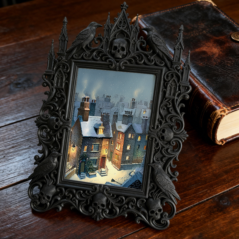 Reel-trending Gothic Dark-style Photo Frame | Gothic Eyelash Glue Shop Display Decor, Photo Ornament, Wall-mountable & Tabletop, High-gloss 