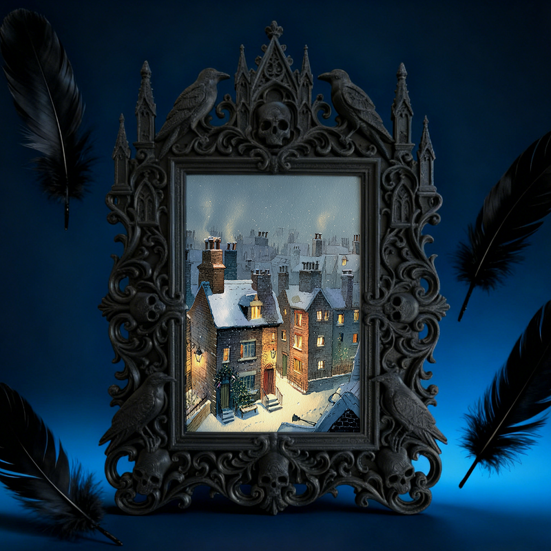 Reel-trending Gothic Dark-style Photo Frame | Gothic Eyelash Glue Shop Display Decor, Photo Ornament, Wall-mountable & Tabletop, High-gloss 
