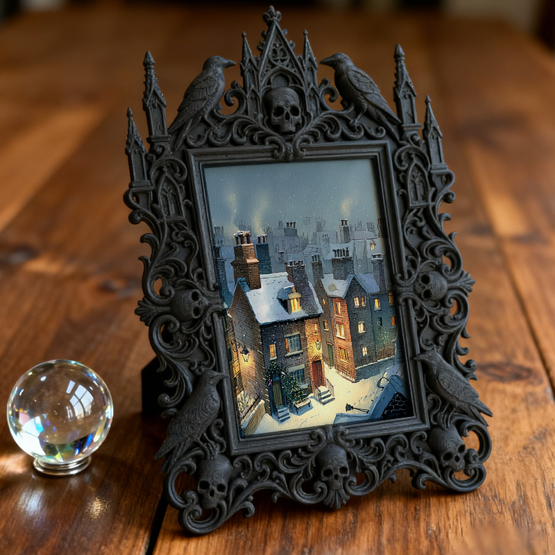Reel-trending Gothic Dark-style Photo Frame | Gothic Eyelash Glue Shop Display Decor, Photo Ornament, Wall-mountable & Tabletop, High-gloss 