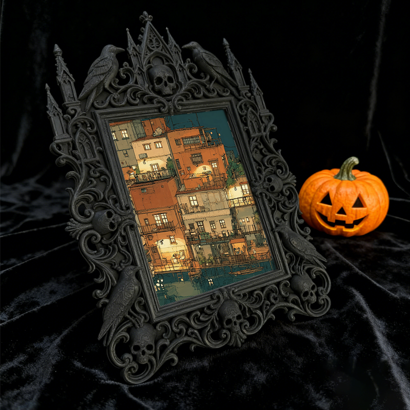 Luxe-dark Gothic Dark-style Photo Frame | Dark Calligraphy Wax Seal Stamp Shop Decor, Photo Ornament, Wall-mountable & Tabletop, Practical F