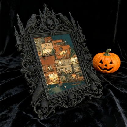 Luxe-dark Gothic Dark-style Photo Frame | Dark Calligraphy Wax Seal Stamp Shop Decor, Photo Ornament, Wall-mountable & Tabletop, Practical F