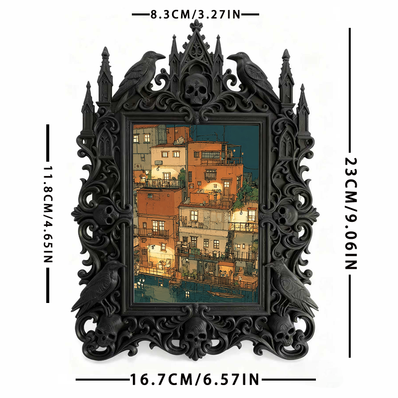 Luxe-dark Gothic Dark-style Photo Frame | Dark Calligraphy Wax Seal Stamp Shop Decor, Photo Ornament, Wall-mountable & Tabletop, Practical F