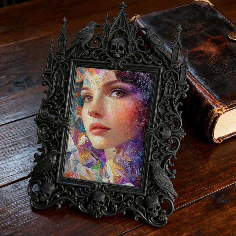 Hard-to-find Gothic Dark-style Photo Frame | Vampire Cosplay Wig Styling Shop Decor, Photo Ornament, Wall/Table Dual-use, Artistic Frame