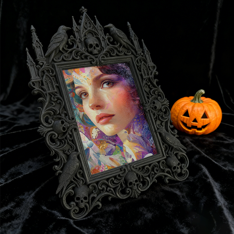 Hard-to-find Gothic Dark-style Photo Frame | Vampire Cosplay Wig Styling Shop Decor, Photo Ornament, Wall/Table Dual-use, Artistic Frame