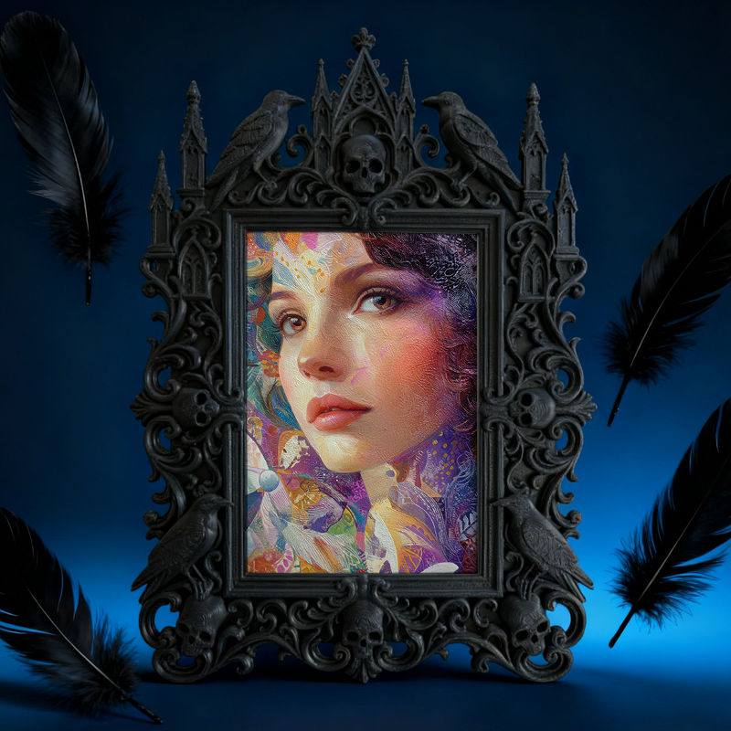 Hard-to-find Gothic Dark-style Photo Frame | Vampire Cosplay Wig Styling Shop Decor, Photo Ornament, Wall/Table Dual-use, Artistic Frame