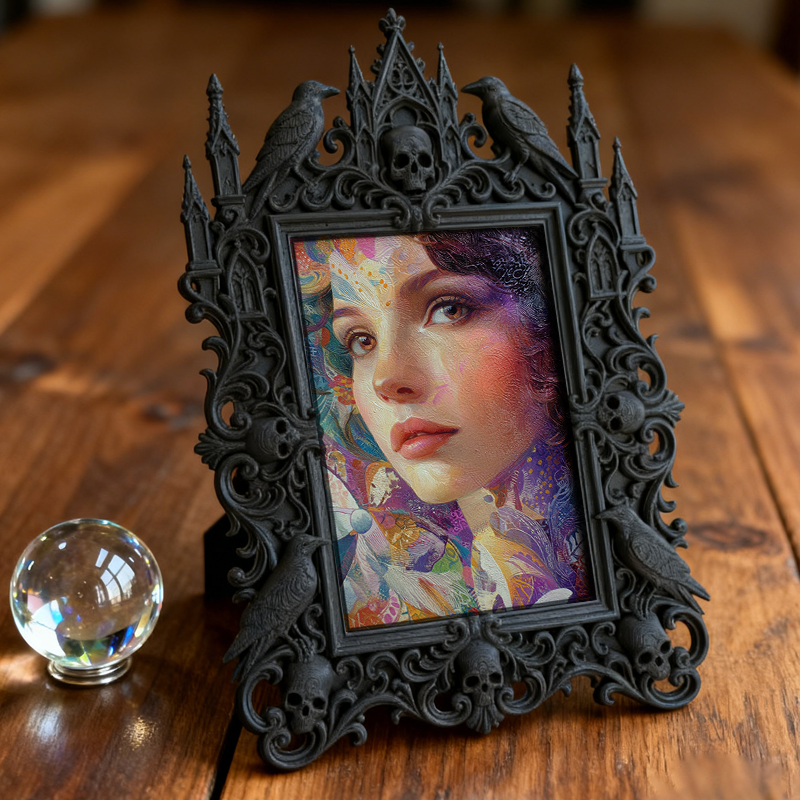 Hard-to-find Gothic Dark-style Photo Frame | Vampire Cosplay Wig Styling Shop Decor, Photo Ornament, Wall/Table Dual-use, Artistic Frame