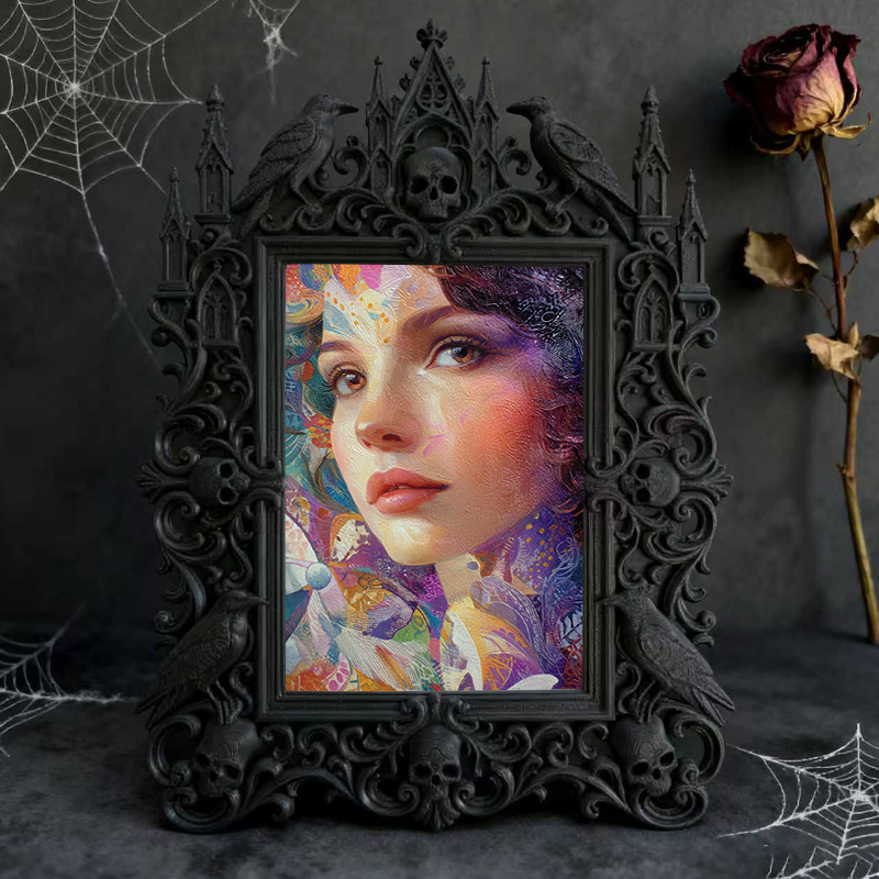 Hard-to-find Gothic Dark-style Photo Frame | Vampire Cosplay Wig Styling Shop Decor, Photo Ornament, Wall/Table Dual-use, Artistic Frame