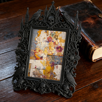 One-of-a-kind Gothic Dark-style Photo Frame | Witchy Herbal Bath Salt Shop Decor, Photo Ornament, Wall-mountable & Tabletop, Portable Frame