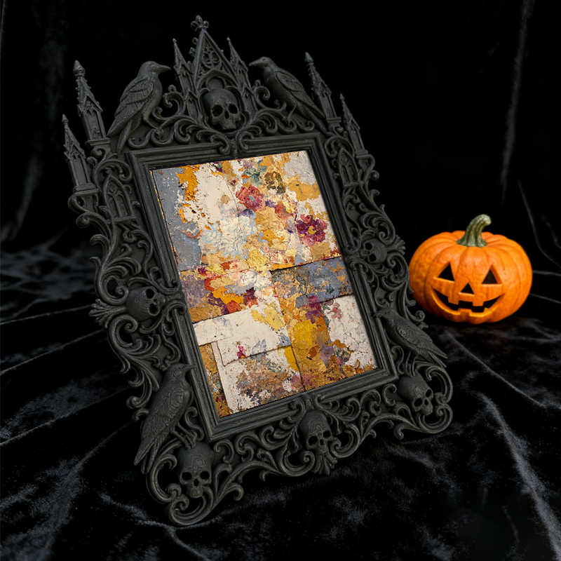 One-of-a-kind Gothic Dark-style Photo Frame | Witchy Herbal Bath Salt Shop Decor, Photo Ornament, Wall-mountable & Tabletop, Portable Frame