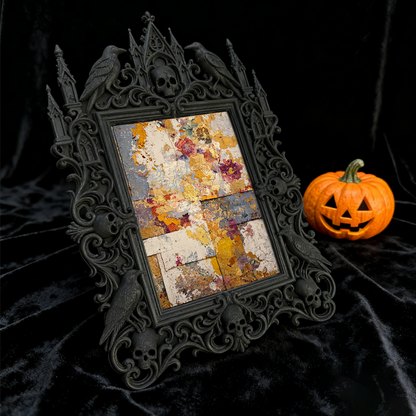 One-of-a-kind Gothic Dark-style Photo Frame | Witchy Herbal Bath Salt Shop Decor, Photo Ornament, Wall-mountable & Tabletop, Portable Frame