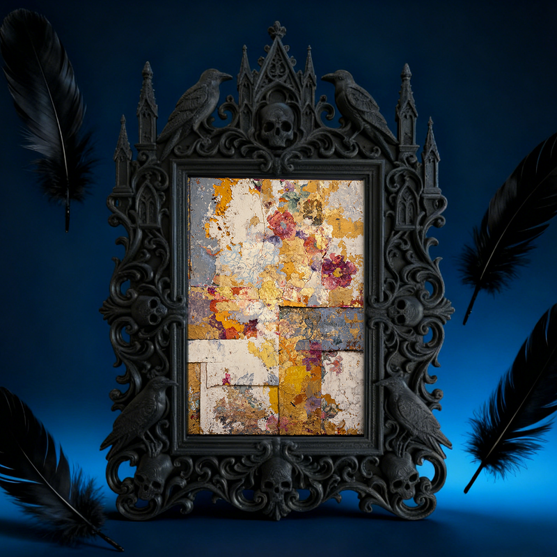 One-of-a-kind Gothic Dark-style Photo Frame | Witchy Herbal Bath Salt Shop Decor, Photo Ornament, Wall-mountable & Tabletop, Portable Frame