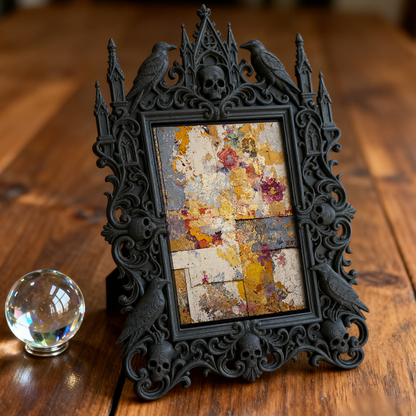 One-of-a-kind Gothic Dark-style Photo Frame | Witchy Herbal Bath Salt Shop Decor, Photo Ornament, Wall-mountable & Tabletop, Portable Frame