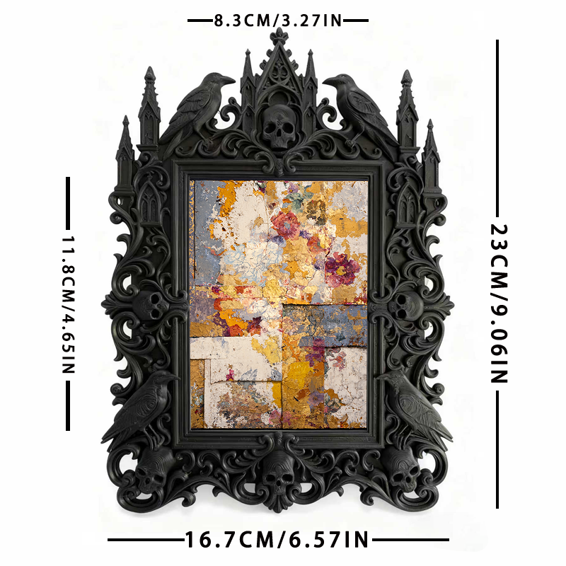 One-of-a-kind Gothic Dark-style Photo Frame | Witchy Herbal Bath Salt Shop Decor, Photo Ornament, Wall-mountable & Tabletop, Portable Frame
