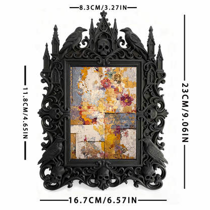 One-of-a-kind Gothic Dark-style Photo Frame | Witchy Herbal Bath Salt Shop Decor, Photo Ornament, Wall-mountable & Tabletop, Portable Frame