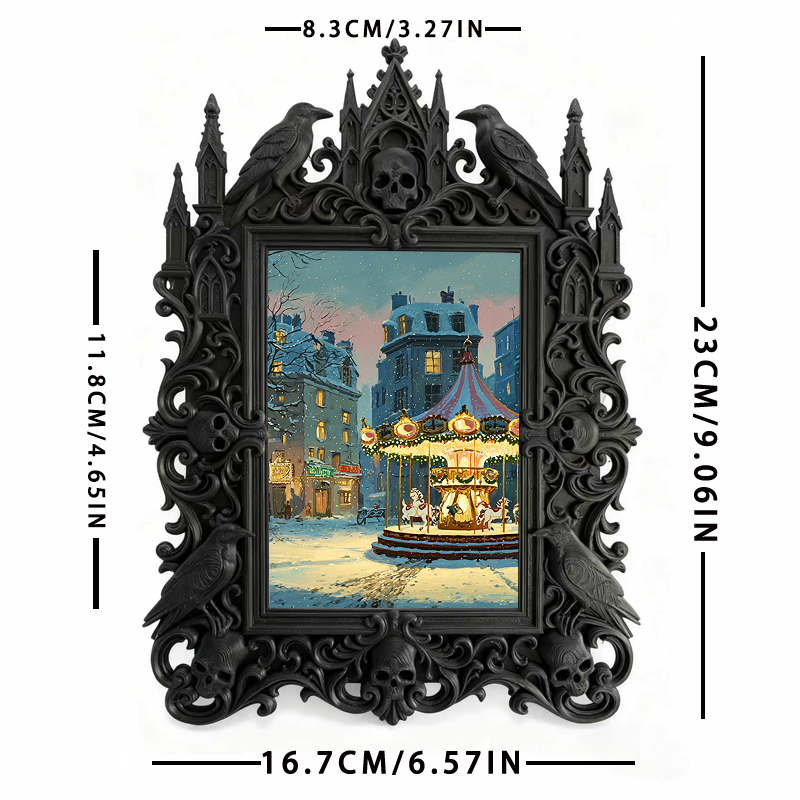 Elegant-spooky Gothic Dark-style Photo Frame | Paranormal Themed Bookstore Shelf Decor, Photo Ornament, Wall-mountable & Tabletop, Elegant F