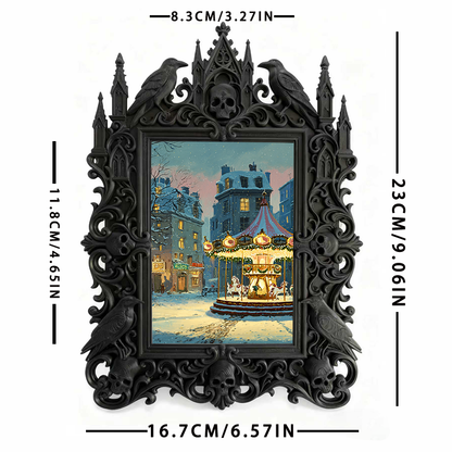 Elegant-spooky Gothic Dark-style Photo Frame | Paranormal Themed Bookstore Shelf Decor, Photo Ornament, Wall-mountable & Tabletop, Elegant F