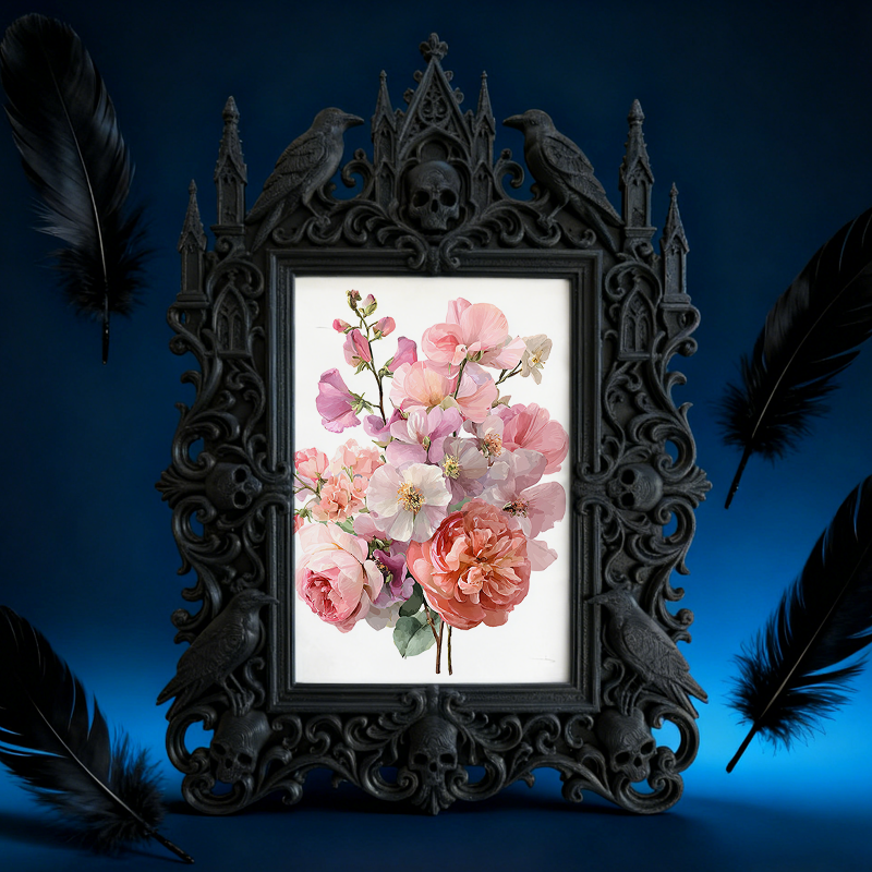 Bold-eye-catching Gothic Dark-style Photo Frame | Dark Fantasy Dice Set Shop Decor, Photo Ornament, Wall-mountable & Tabletop, Creative Fram