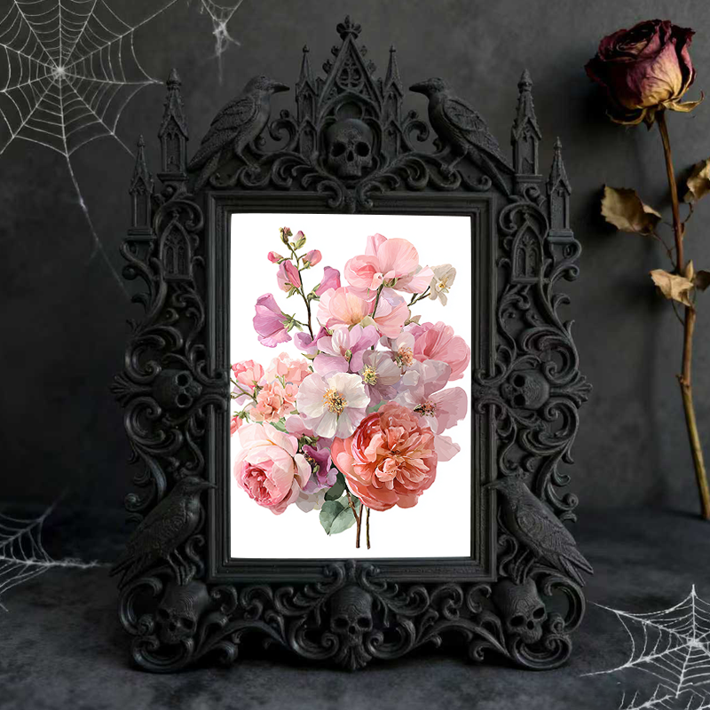 Bold-eye-catching Gothic Dark-style Photo Frame | Dark Fantasy Dice Set Shop Decor, Photo Ornament, Wall-mountable & Tabletop, Creative Fram