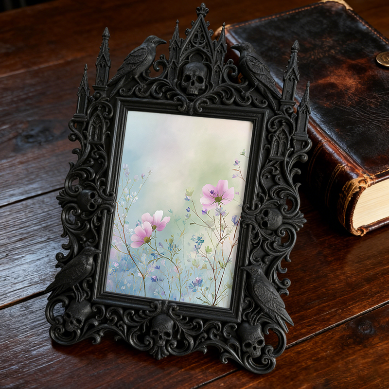 Cute-spooky Gothic Dark-style Photo Frame | Gothic Pet Collar Shop Window Decor, Photo Ornament, Dual-use Display, Cute Frame