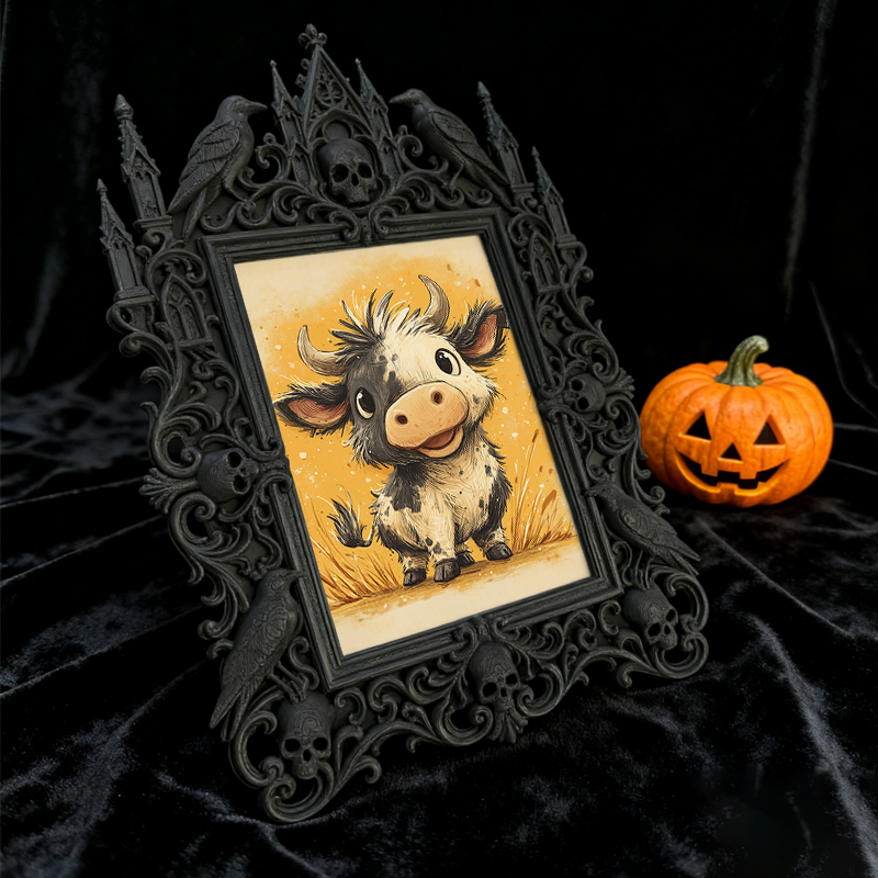 TikTok-famous Gothic Dark-style Photo Frame | Gothic Handmade Soap Carving Shop Decor, Photo Ornament, Wall-mountable & Tabletop, Plastic Fr