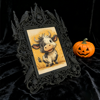 TikTok-famous Gothic Dark-style Photo Frame | Gothic Handmade Soap Carving Shop Decor, Photo Ornament, Wall-mountable & Tabletop, Plastic Fr
