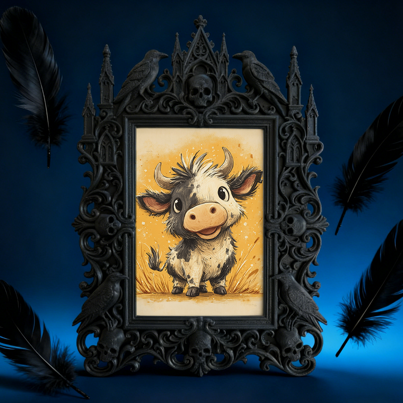 TikTok-famous Gothic Dark-style Photo Frame | Gothic Handmade Soap Carving Shop Decor, Photo Ornament, Wall-mountable & Tabletop, Plastic Fr