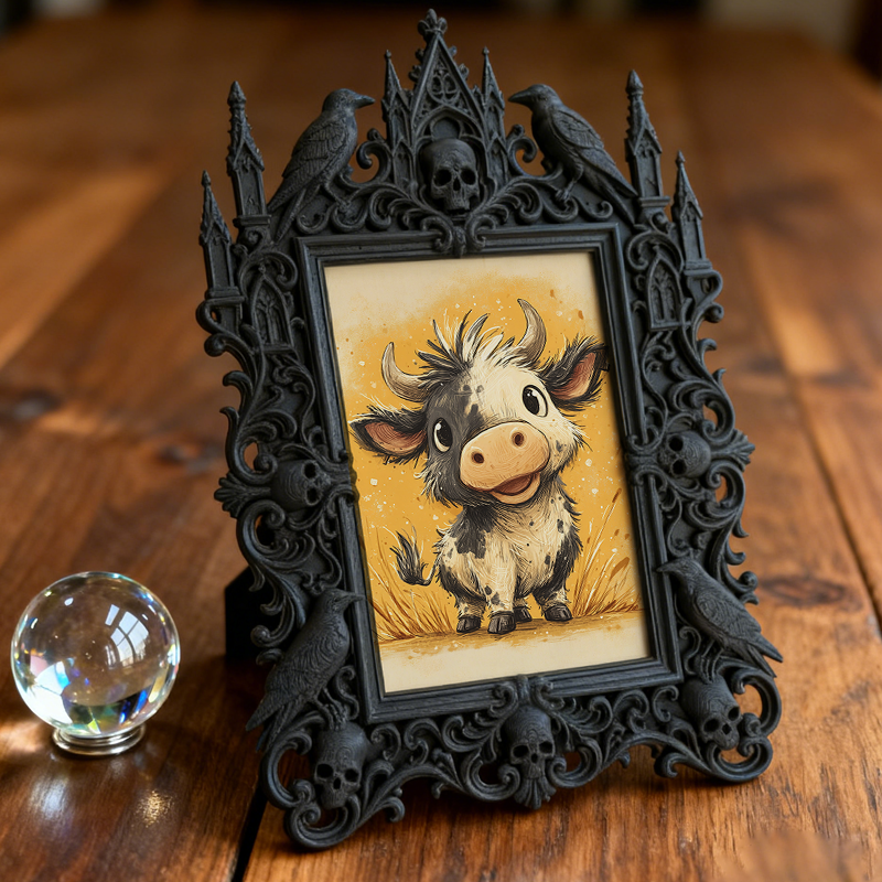 TikTok-famous Gothic Dark-style Photo Frame | Gothic Handmade Soap Carving Shop Decor, Photo Ornament, Wall-mountable & Tabletop, Plastic Fr