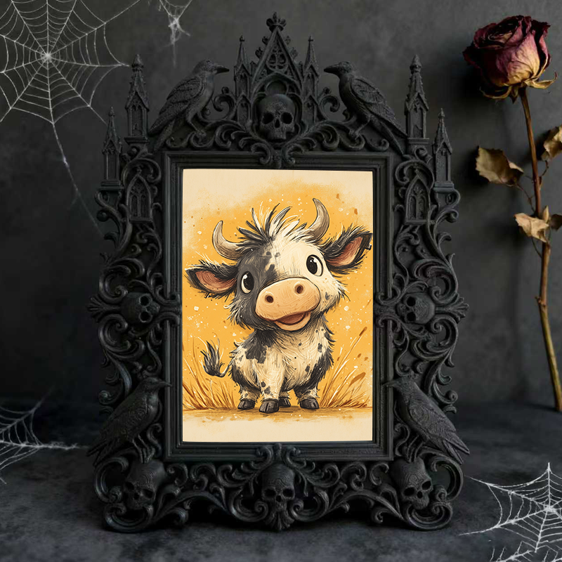TikTok-famous Gothic Dark-style Photo Frame | Gothic Handmade Soap Carving Shop Decor, Photo Ornament, Wall-mountable & Tabletop, Plastic Fr