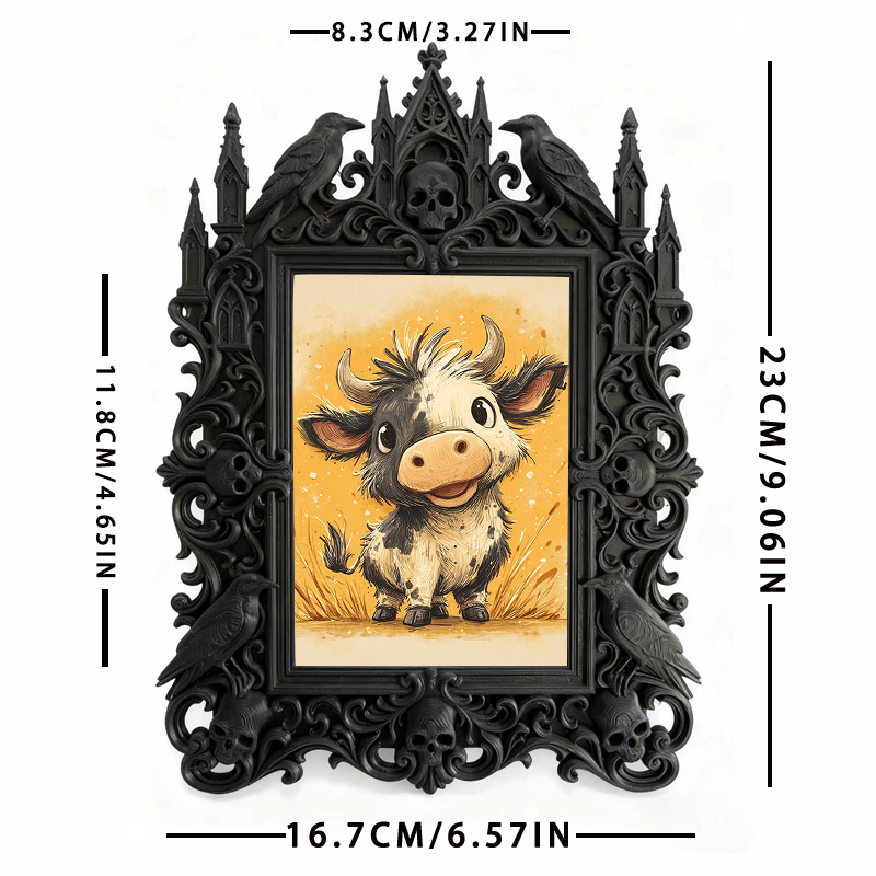 TikTok-famous Gothic Dark-style Photo Frame | Gothic Handmade Soap Carving Shop Decor, Photo Ornament, Wall-mountable & Tabletop, Plastic Fr
