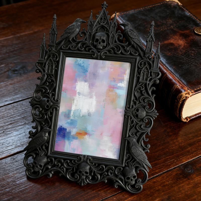 Insta-hit Gothic Dark-style Photo Frame | Dark Academia Student Art Studio Decor, Photo Ornament, Wall/Table Dual-use, Durable Frame