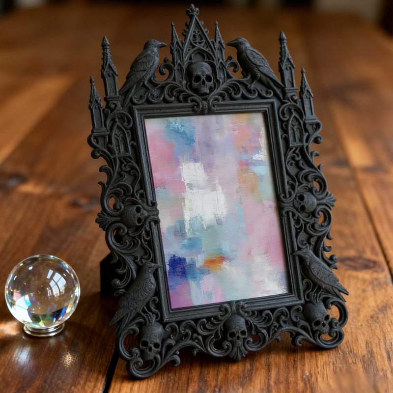Insta-hit Gothic Dark-style Photo Frame | Dark Academia Student Art Studio Decor, Photo Ornament, Wall/Table Dual-use, Durable Frame