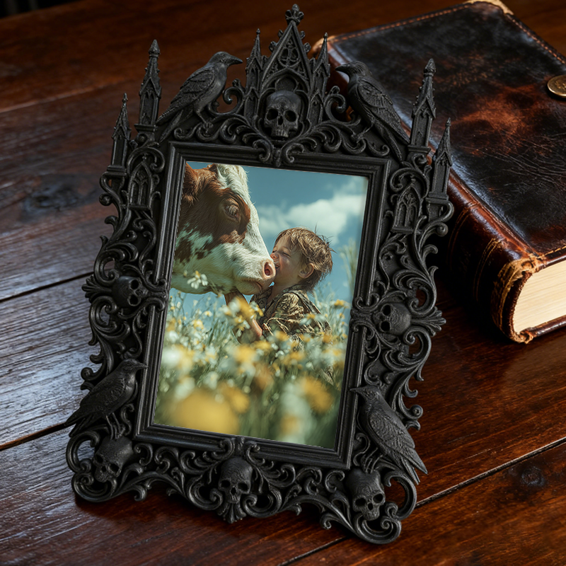Shop-favorite Gothic Dark-style Photo Frame | Halloween Costume Rental Shop Decor, Photo Ornament, Wall-mountable & Tabletop, Lightweight Fr