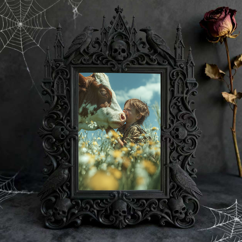 Shop-favorite Gothic Dark-style Photo Frame | Halloween Costume Rental Shop Decor, Photo Ornament, Wall-mountable & Tabletop, Lightweight Fr