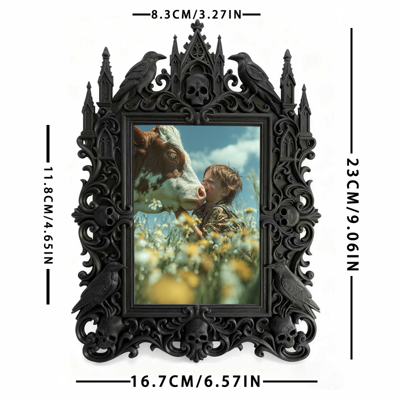 Shop-favorite Gothic Dark-style Photo Frame | Halloween Costume Rental Shop Decor, Photo Ornament, Wall-mountable & Tabletop, Lightweight Fr