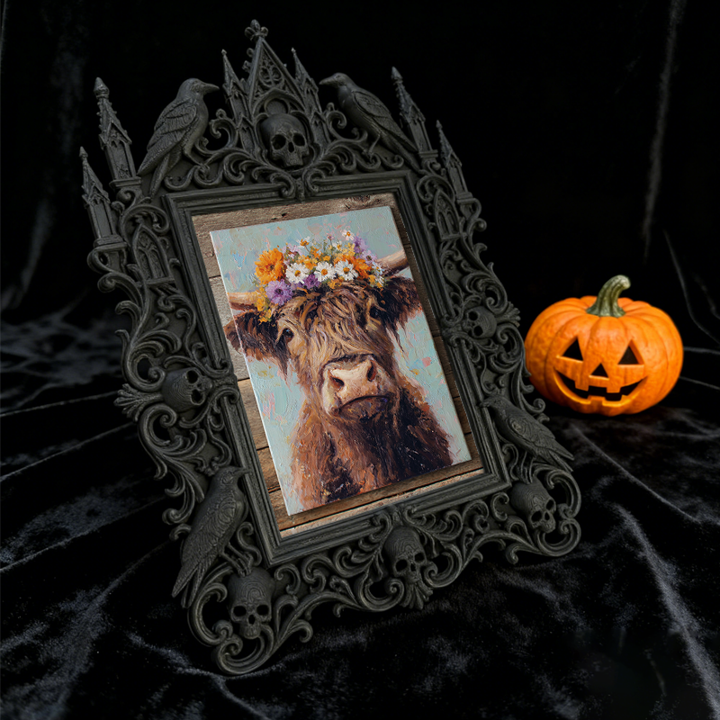 Bestselling-hit Gothic Dark-style Photo Frame | Gothic Craft Wine Label Shop Decor, Photo Ornament, Dual-use Display, Retro Plastic Frame