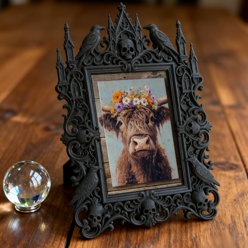 Bestselling-hit Gothic Dark-style Photo Frame | Gothic Craft Wine Label Shop Decor, Photo Ornament, Dual-use Display, Retro Plastic Frame