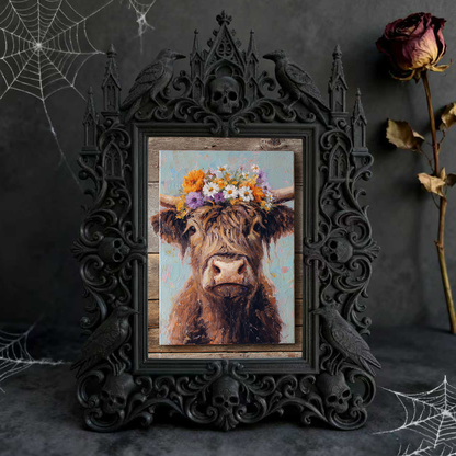 Bestselling-hit Gothic Dark-style Photo Frame | Gothic Craft Wine Label Shop Decor, Photo Ornament, Dual-use Display, Retro Plastic Frame